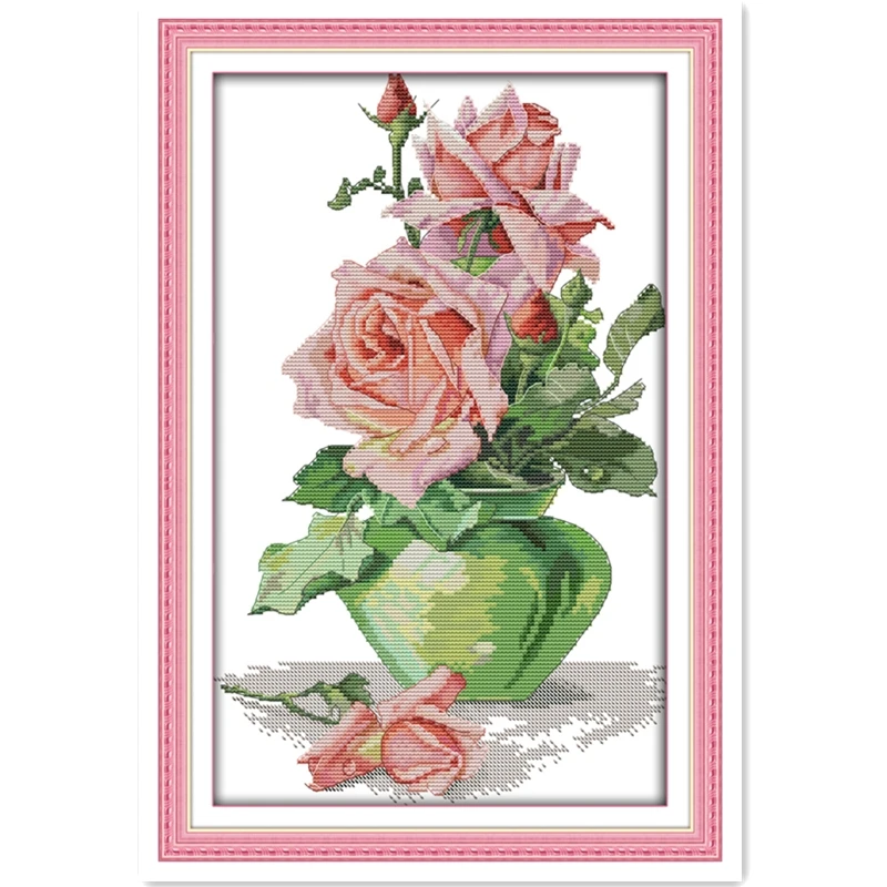Rose And Vase Chinese Counted Cross Stitch Pattern ...