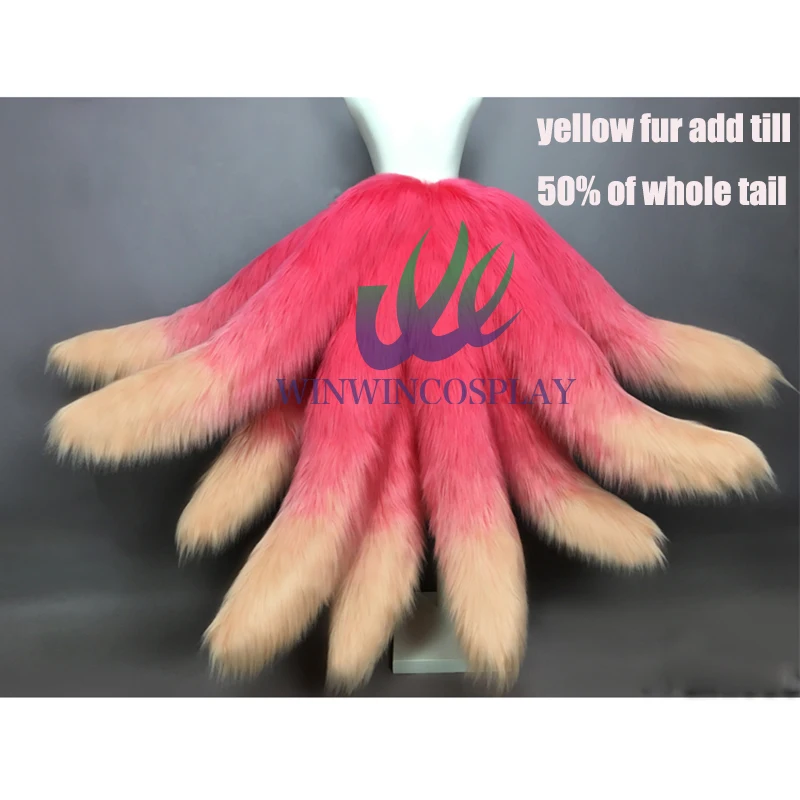 

Game LOL Ahri Cosplay Tail The Nine-Tailed Fox Pink Yellow Gradient Color Transform-model Tail For Halloween Cosplay Costume