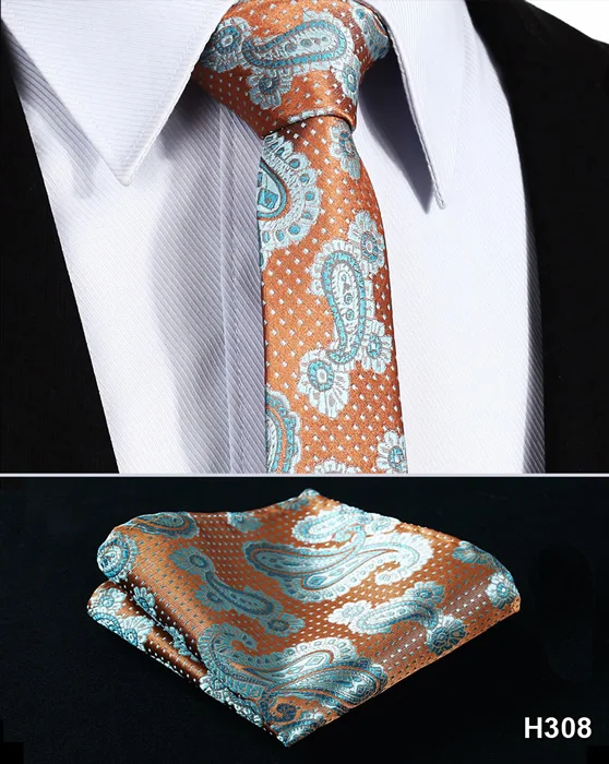 Узор в горошек, 2,17 дюймов, шелк, Свадебный жаккардовый мужской галстук, галстук, карман, квадратный платок, набор, костюм# H3 - Цвет: H308