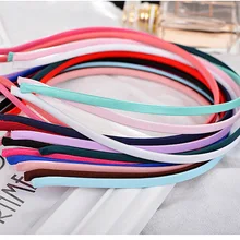 10 шт., 5 мм, атласная ткань, покрытый лентой, ширина из нержавеющей стали, ободки для детей, для девочек, яркие цвета, повязка для волос, аксессуары для волос