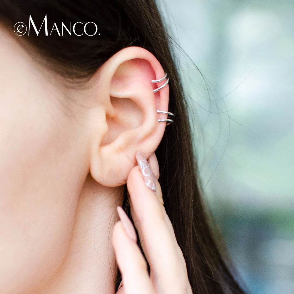 

e-Manco 925 Sterling Silver Clip Earrings without piercing Punk Minimalist Layers Earring Vintage Simple Fine Jewelry For Unisex