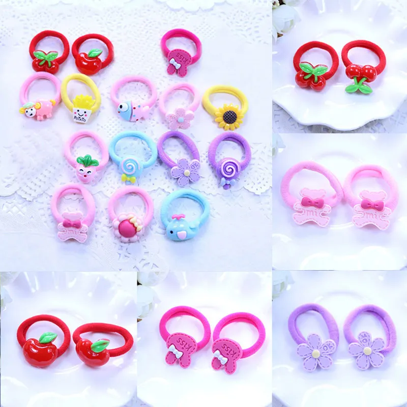 

Hair Accessories Popular Girls Sweet Hair Rope Cute Headwear 2PCS/Lot Children Baby Elastic Hair Bands Rubber Bands Hot Sale