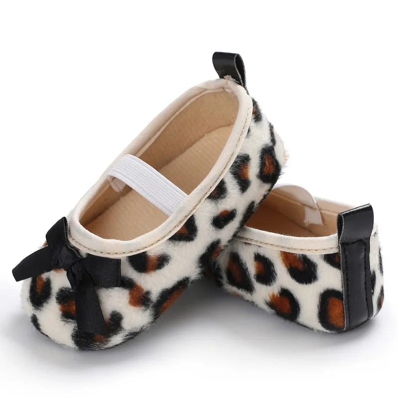 Милый ребенок Эластичная лента Leopard принцесса обувь мягкая подошва Нескользящая обувь для маленьких девочек первые ходоки