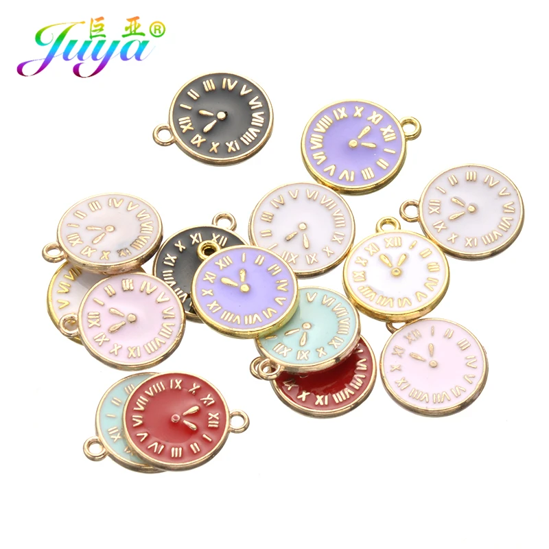 

Handmade Craft Enamel Jewelry Findings Round Coins Clock Charm Pendants For Women Kids Bracelets Neckalce Earrings DIY Making