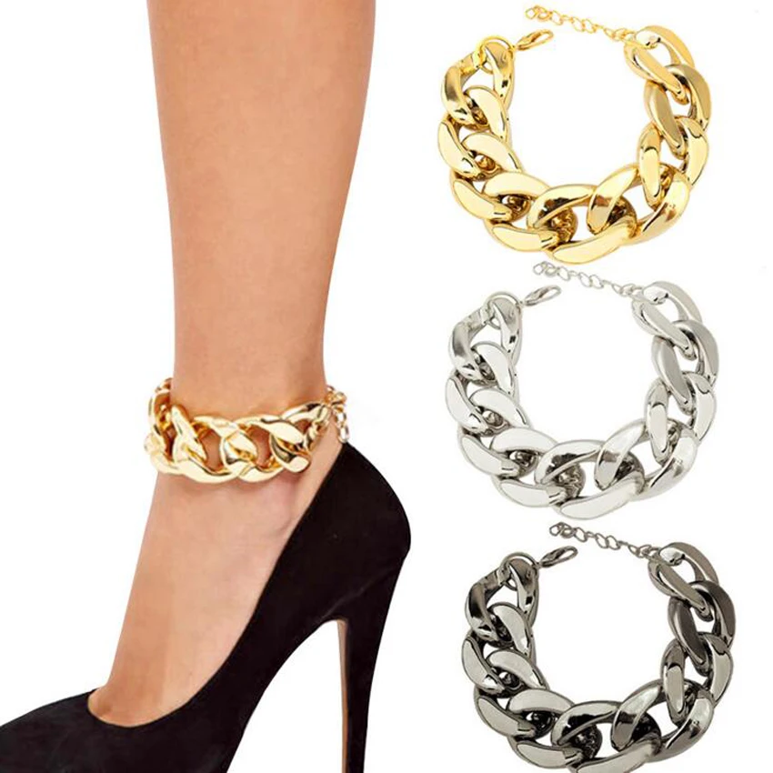 

1Piece Punk Gun Black Shoes Chain Anklets Ankle Bracelet Snake Chain Multilayer Tassels Foot Jewelry women Summer Bracelets