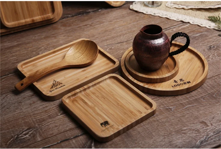 Direct bamboo wooden pallets solid wood tray rectangular bamboo tray wooden tray disc tea tray barbecue snack cake wooden plate