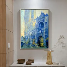 Monet Church,canvas Oil painting,Hand painted famous church,reproduction of Monet painting, Wall Pictures for Living room home little monet