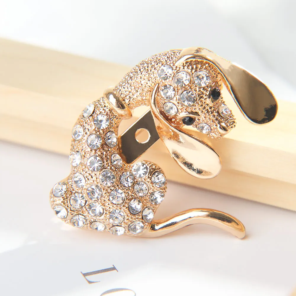 

1Pc Dog Metal Brooch Vintage Fashion Animals Enamel Alloy Rhinestone For Women Party Gift Lapel Collar Pin Cloth Accessories