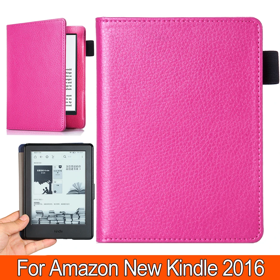 

Colors litchi skin For new kindle 2016 8th generation Ebook Reader smart PU leather case ultra slim thin cover