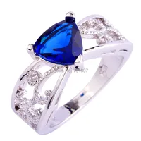 Fashion StyleRings Charming Blue Sapphire Quartz Silver Ring Size 6 7 8 9 10 11 12  Jewelry For Women Wholesale Free Shipping