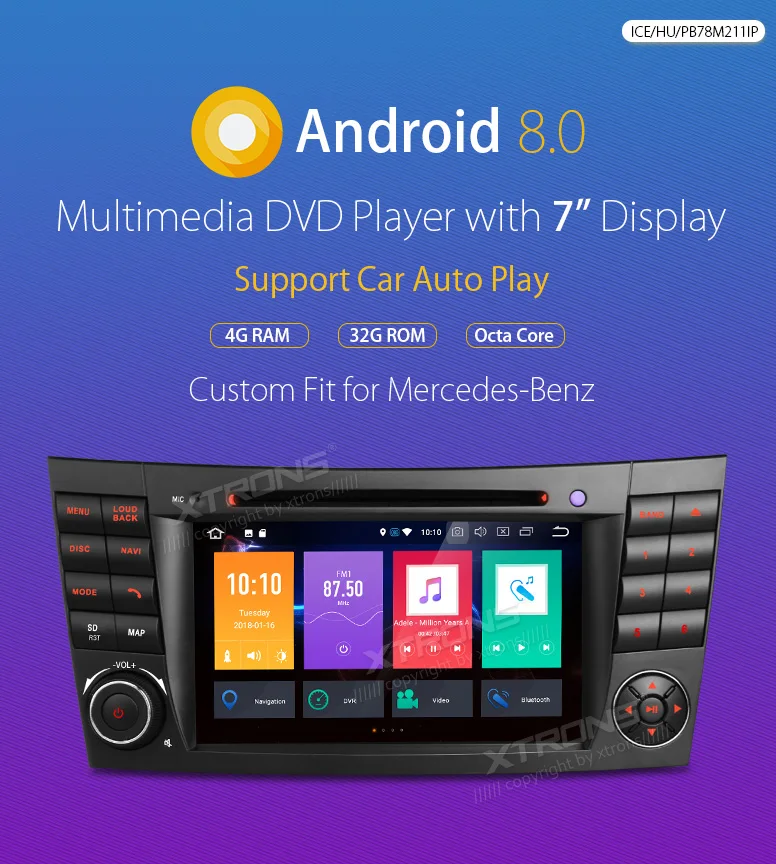Best 7" Android 8.0 OS Car DVD Multimedia Navigation GPS Radio for Mercedes-Benz E-Class W211 2002-2008 (E200 E220 E240 E270 E280) 1