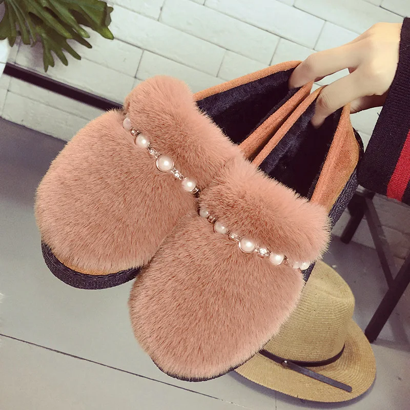snow faux fur platform slip on loafer