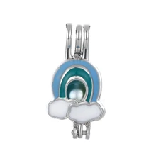 

10pcs Colorful Enamel Rainbow Pearl Bead Cage Locket Pendant Essential Oil Diffuser DIY Jewelry Locket For Oyster Pearl
