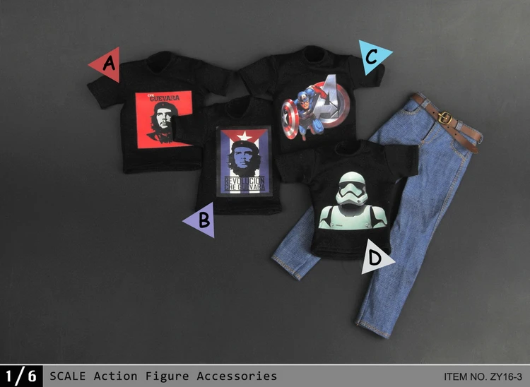 ZYTOYS 1/6 Printed T-shirt Jeans Belt Set Male Figurine Clothes For 12 inches Soldier Action ZYTOYS 1/6 Printed T-shirt Jeans Belt Set Male Figurine Clothes For 12 inches Soldier Action