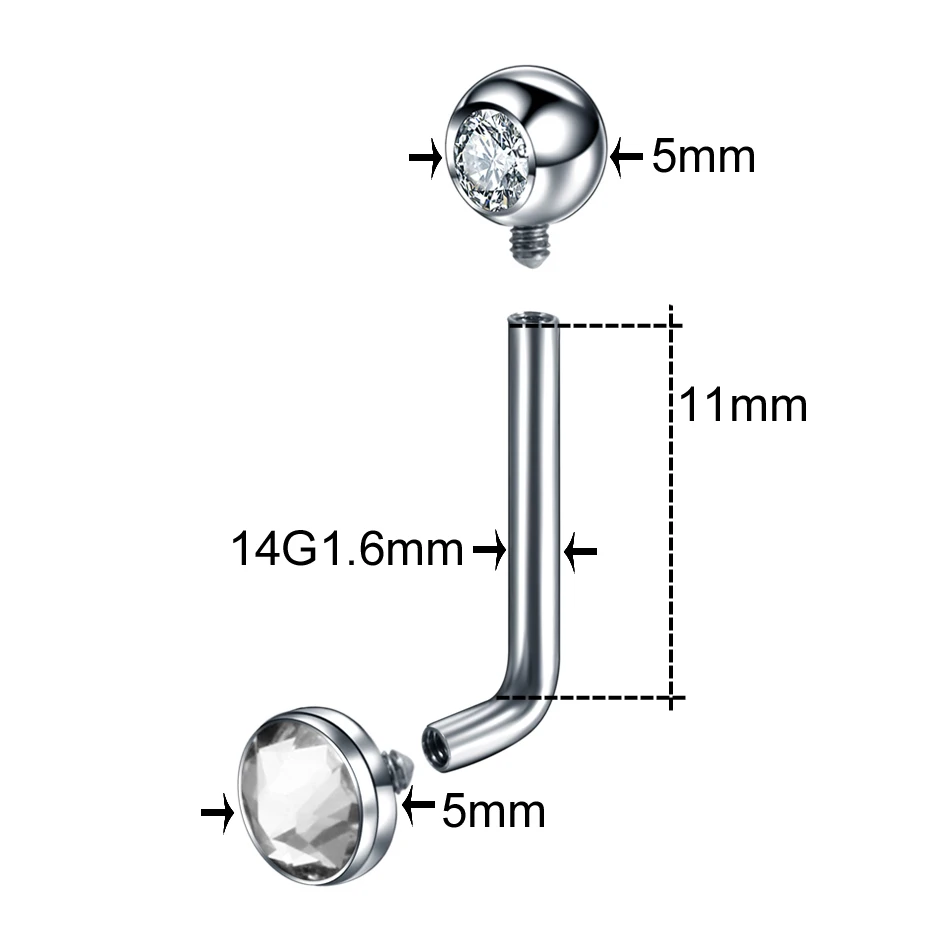G23 Titanium Opal Crystal Christina Vertical Hood Piercings Lip Rings Sexy Women Piercings Body Jewelry 1PC 14G