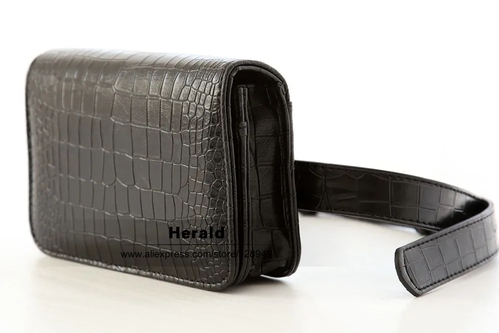 Herald Fashion Women Waist Belt Bag Crocodile PU Leather Belt Pack Waist Bag Small Women Bag Travel Bag Waist Pack Bolsas(4)
