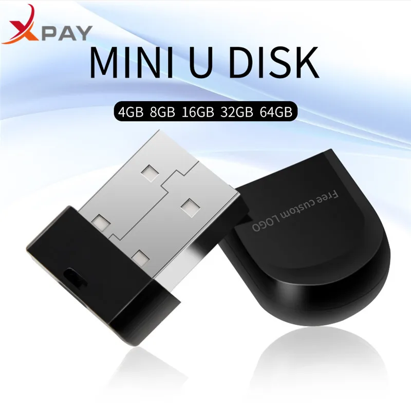 

XPAY NEW mini usb flash drive 2.0 128GB 32GB flash memory portable black 4GB 8GB 16GB 64GB for gift plastic pen drive Free LOGO