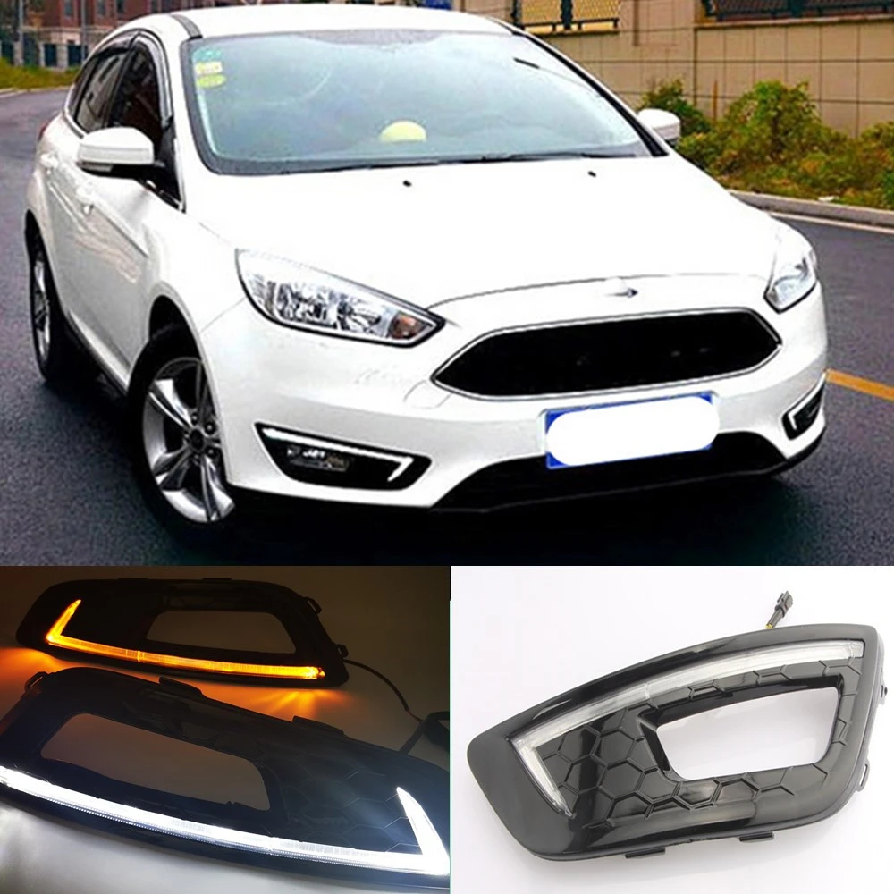 

2pcs car styling for Ford Focus 4 2015 2016 2017 2018 LED DRL Daytime Running Lights Daylight Waterproof Fog Head white Lamp