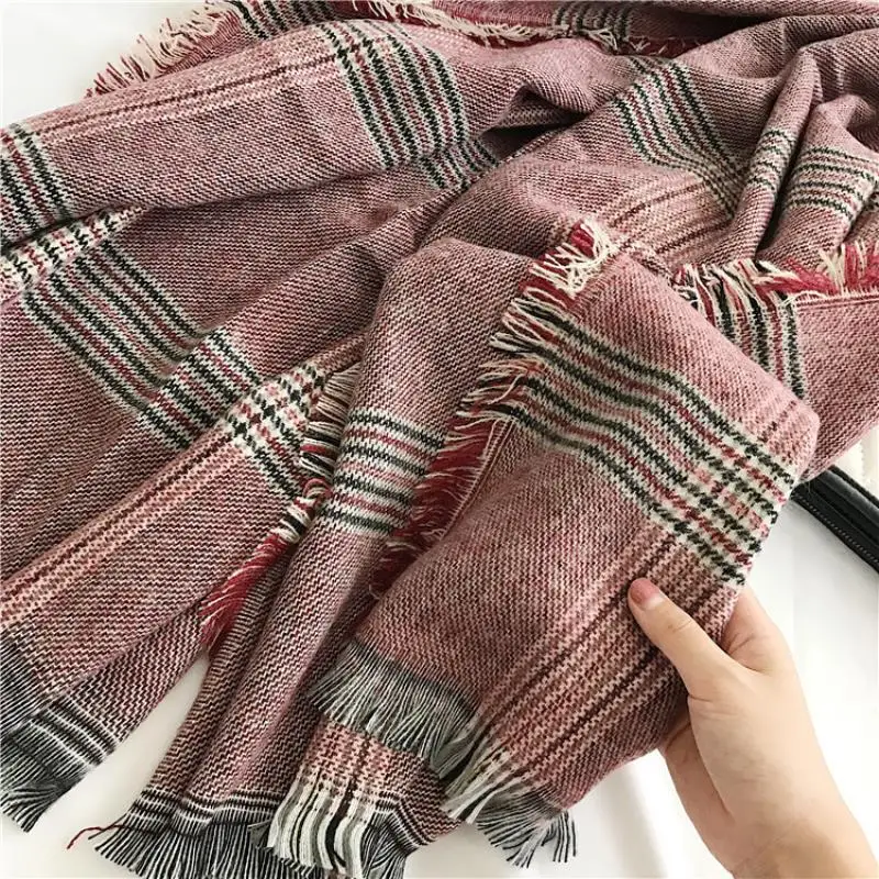 3 Colors High quality fashion lady feel camel dark plaid scarf thick autumn and winter models large shawl