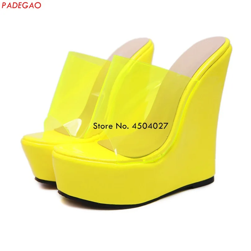 

Summer Woman Shoes Platform Wedge Slippers Women Outside Shoes High Heel Slippers For Women Yellow/Orange Ladies Shoes