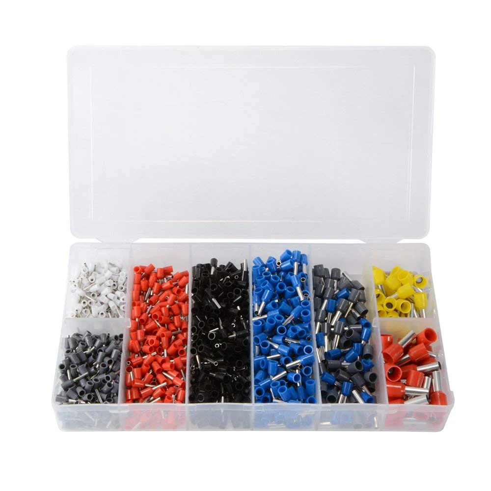 

1200pcs/set Wire Ferrules Crimp Terminal Connector 10#-22# AWG Cimper Assortment Insulated Cord Pin End Kit With Case AD188