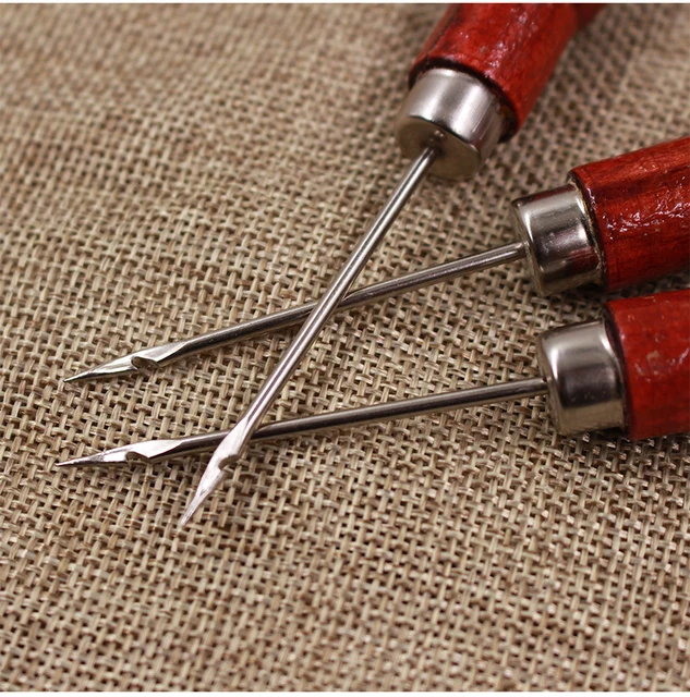 Kit de herramientas de costura de cuero con agujas de coser a mano, de  punzón dedal, hilo encerado para bricolaje, artesanía de cuero,  reparaciones de Zapatero