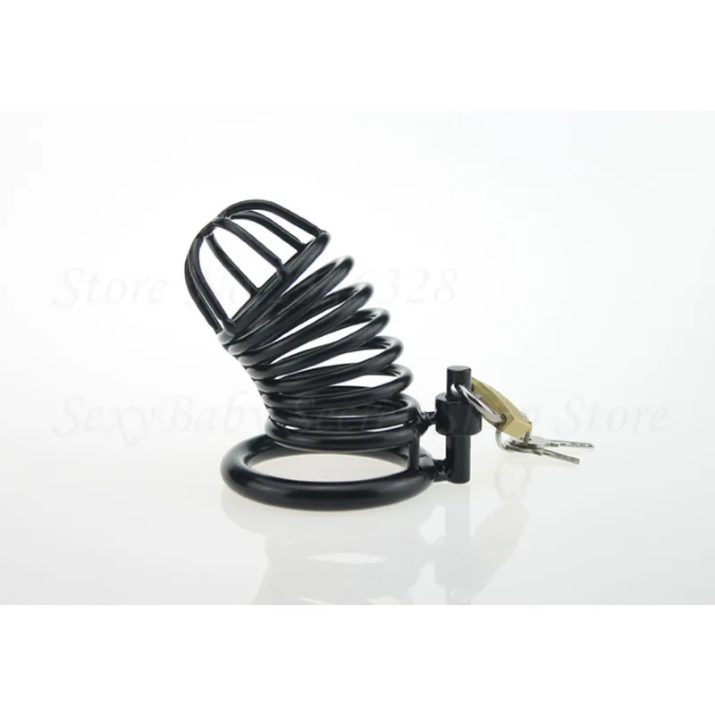 New Black Stainless Steel Male Chastity Cage,Cock Rings Penis Cage Lock Metal Penis Bondage Chastity Device Sex Toys For Men