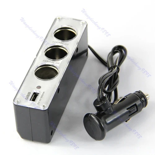 

Discount USB 3 way Car Cigarette Lighter Socket Splitter Charger