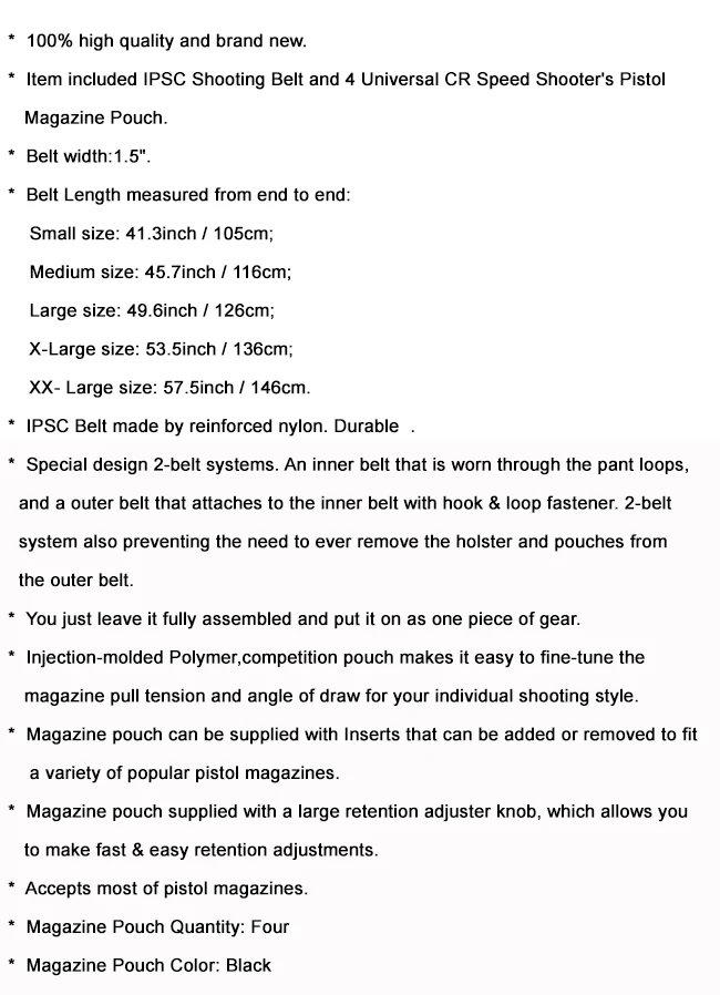 IPSC USPSA IDPA соревнования высокая скорость съемки внутренний& Пояс для туристов и охотников w/4x Универсальный CR скорость шутер Пистолетная обойма мешок