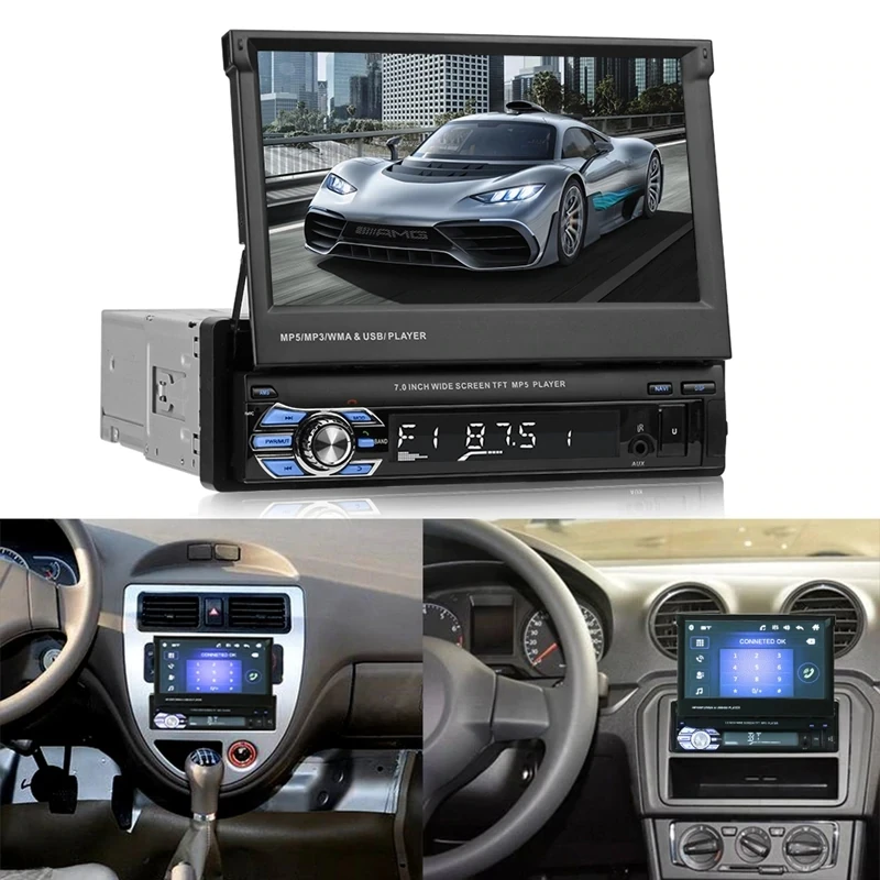 7 &quotHD выдвижной 1Din Android 9 1 автомобильный стерео радио мультимедийный плеер GPS
