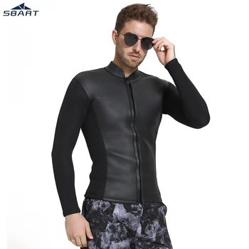 

SBART 3mm Neoprene Scuba Diving Suit Jacket Windsurfing Swimwear Boating Snorkeling Elastic Warm CR Light Jacket tops Wetsuit