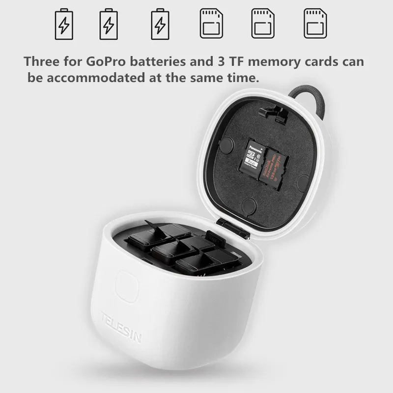 Battery Charger Storage Box Case SD Card Reader and 2 pcs Batteries Set For GoPro Hero 7 Black Hero 5 6 Action Camera Accessories  (1)