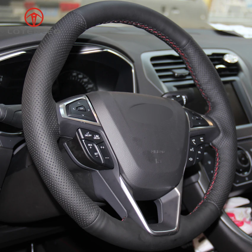 LQTENLEO черная крышка рулевого колеса из искусственной кожи для Ford Mondeo Fusion EDGE 2013- Galaxy- S-Max 2012