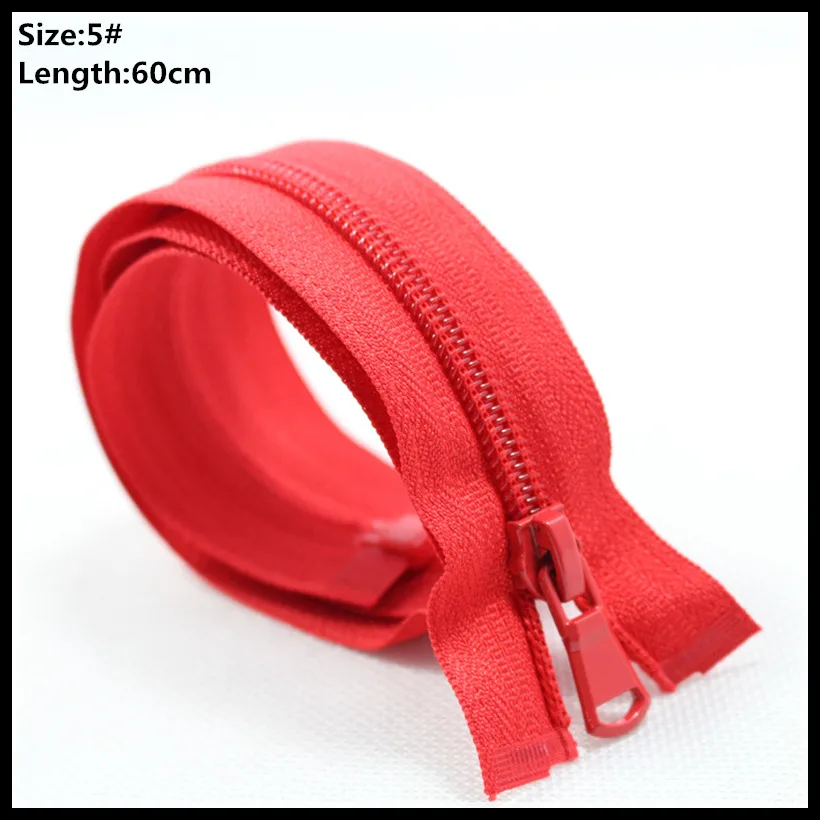 wholesale 60cm red Invisible Zipper 10pcs 5 DIY resin Coil Zipper For Sewing Cushion/Back