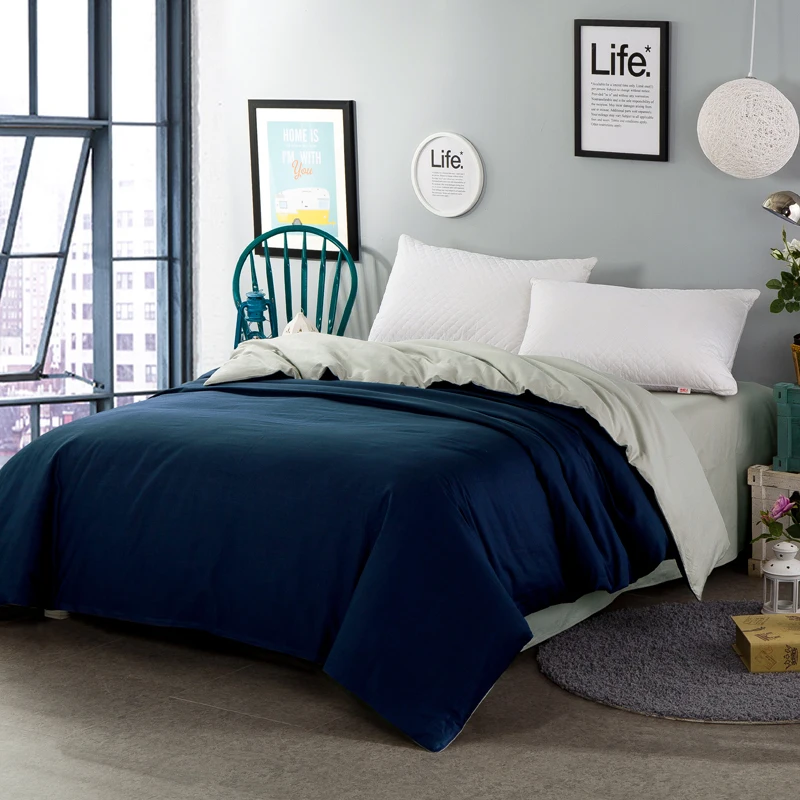 

Blue and gray Home textile sided duvet cover 100% cotton bed comforter cover 150*200, 180*220cm, 200*230cm, 220*240cm size soft