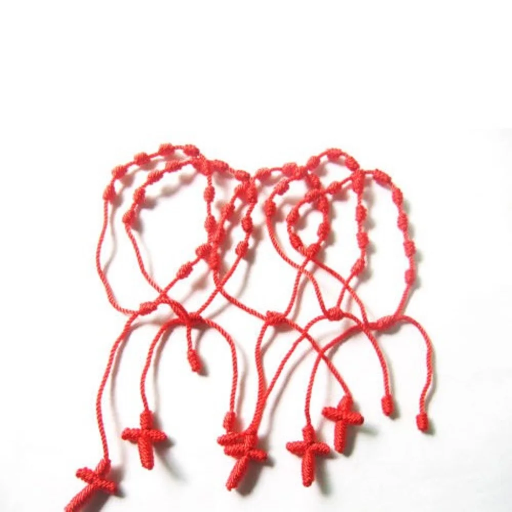 2 шт красный ручной работы завязанный четки крест браслет китайский счастливый красная струна простой стиль веревочный шнур браслет подарок для влюбленных