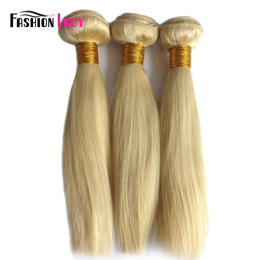 Fashion Lady Pre-Colored 613 Blonde Indian Straight Hair 3 Bundles Together 100% Non-Remy Human Hair Extensions
