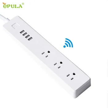 

EPULA New US 3 AC Socket 4 USB Wifi Wireless Remote Control Power Socket Smart Home Automation Strip Plug