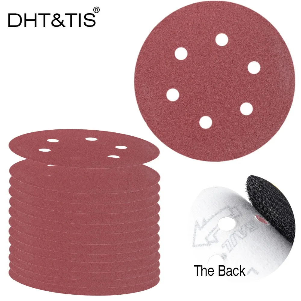 

DHT&TIS 6Inch 100 pieces Abrasive Aluminum Oxide Sand Paper Hook & Loop Sanding Disc Power Tools Grit40 ~ 2000