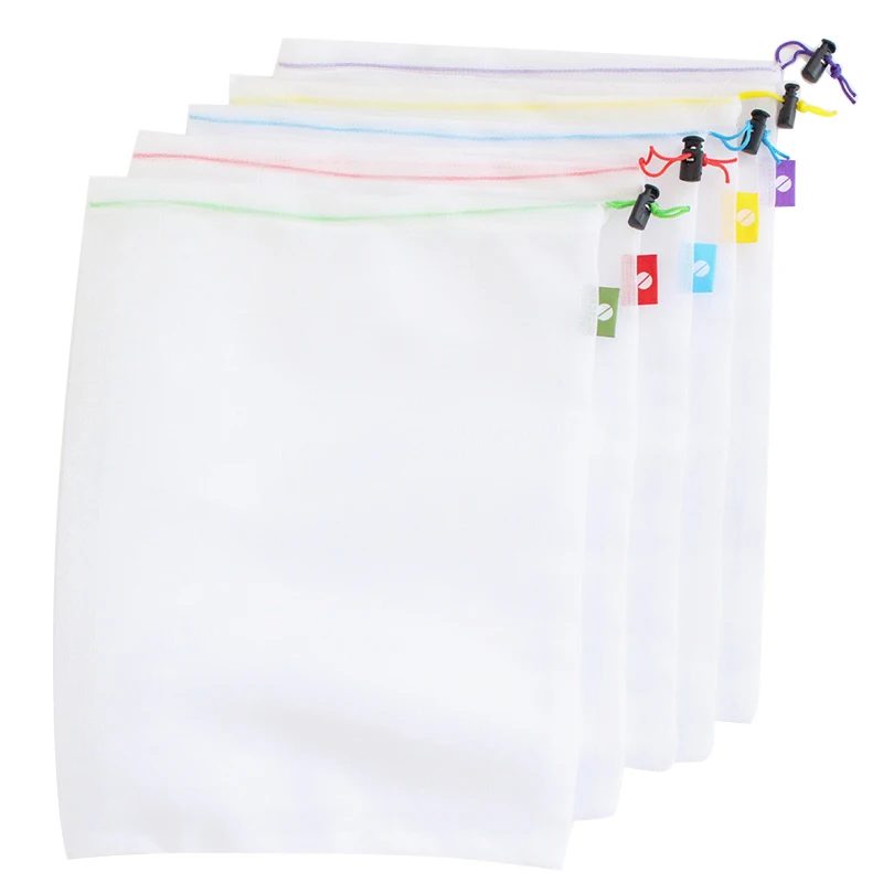 

5PCS Multipurpose Mesh Cloth Green Bundle Pocket Fruit and Vegetable Mesh Polyester Storage Bag Store Small Items Half Round