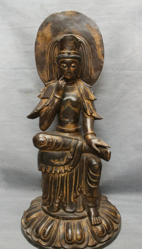 

fast shipping USPS to USA S1721 30" Chinese Bronze Sitting Thinking Kwan-yin GuanYin Bodhisattva Buddha Statue