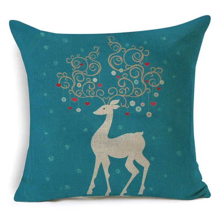 1Pcs 43*43cm Christmas Deer Gifts Pattern Cotton Linen Throw Pillow Cushion Cover Car Home Sofa Decorative Pillowcase 40483 - Цвет: G