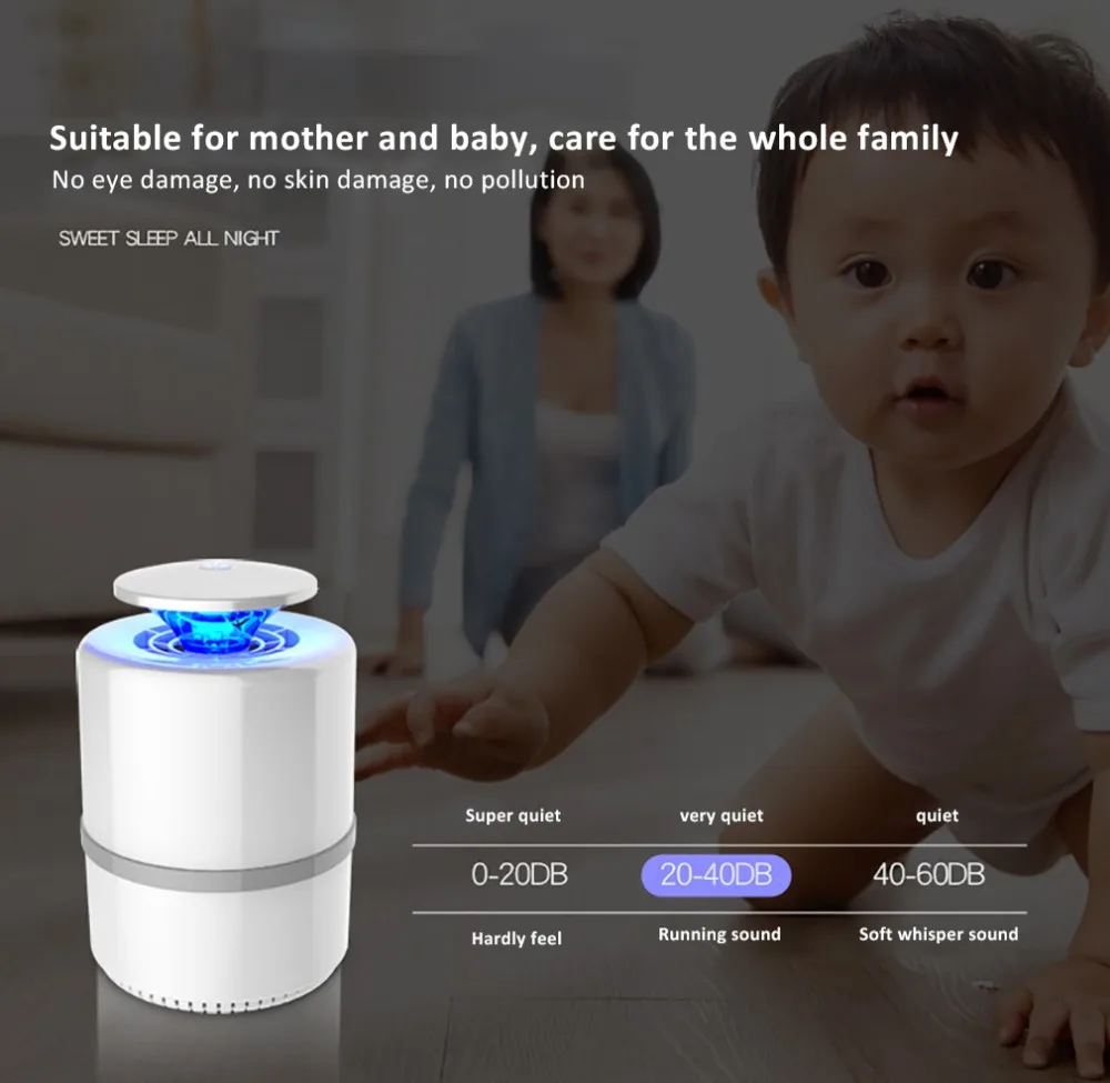 OUTAD USB Электрический комаров Killer лампа Фотокатализ немой УФ ночник ловушки для мух здоровье для ребенка домашнего использования