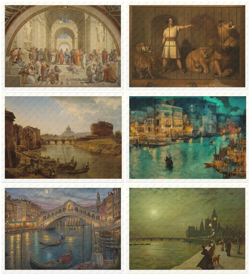 

Classical art painting decorative painting Poster/wall sticker/Yellow kraft poster Retro Poster Decorative Painting Cafe Bar