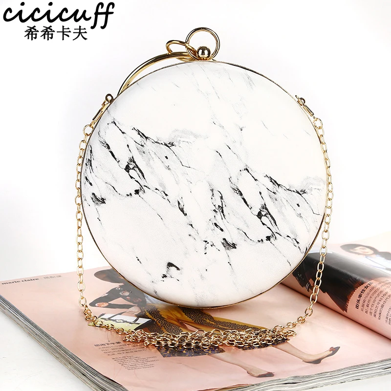 

New 2018 PU Leather Handbag Ladies' Marble Print Wristlet Clutch Evening Bag Chain Cross Body Party Bags for Women Sleeve Wallet