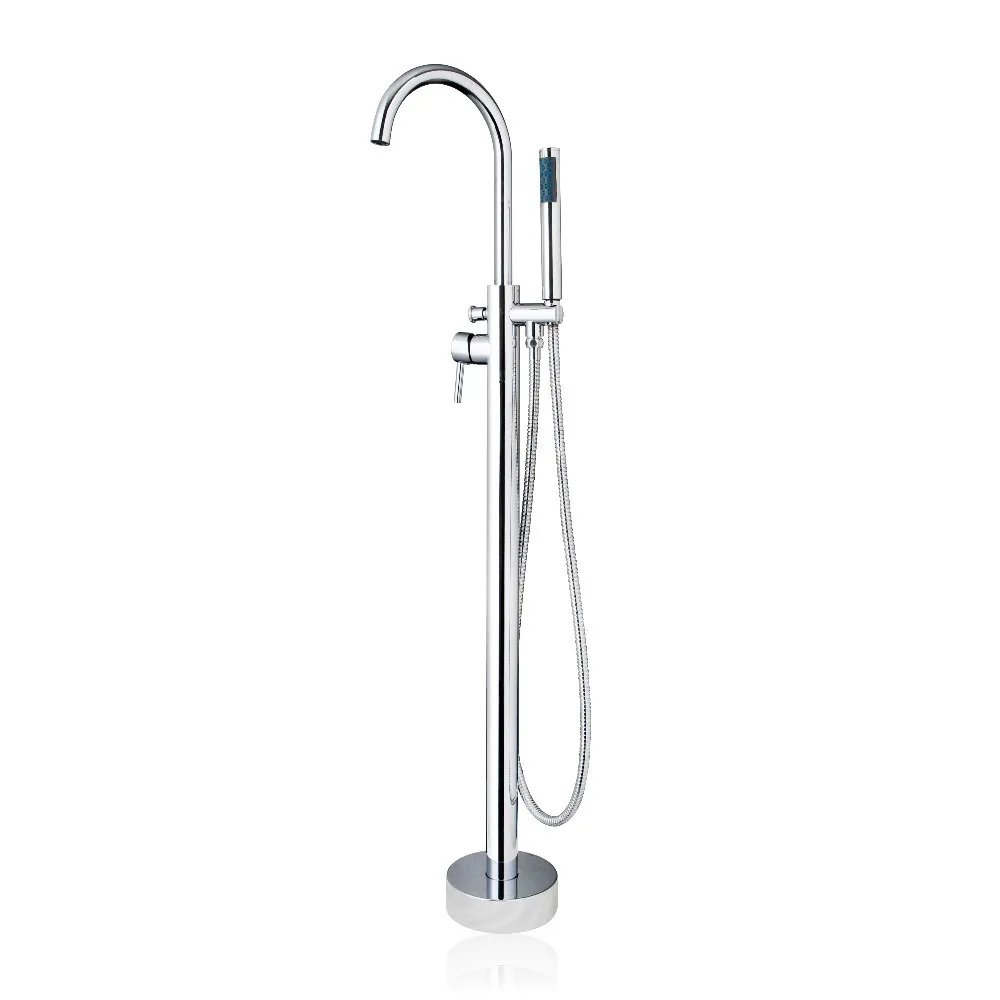New Chrome Floor Mount Bathtub Filler Faucet Handshower Free Standing 50042/2 Shower Vessel Bathroom Sink Brass Faucet,Mixer Tap