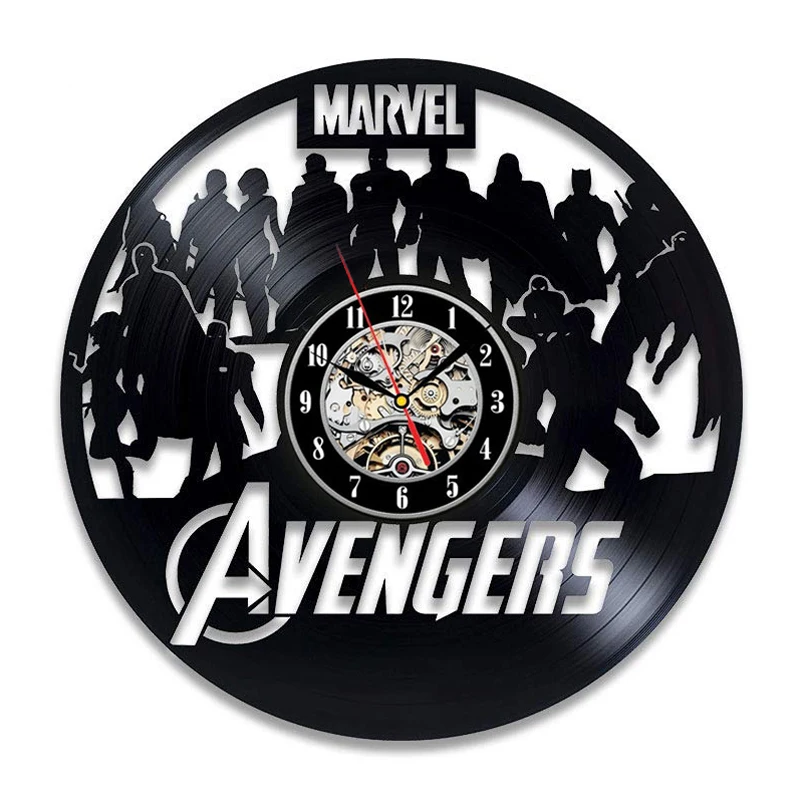 

Avengers Wall Clock Modern Design Film Theme Marvel Comics Vinyl Record Clocks Wall Watch Home Decor Gift for Boyfriend