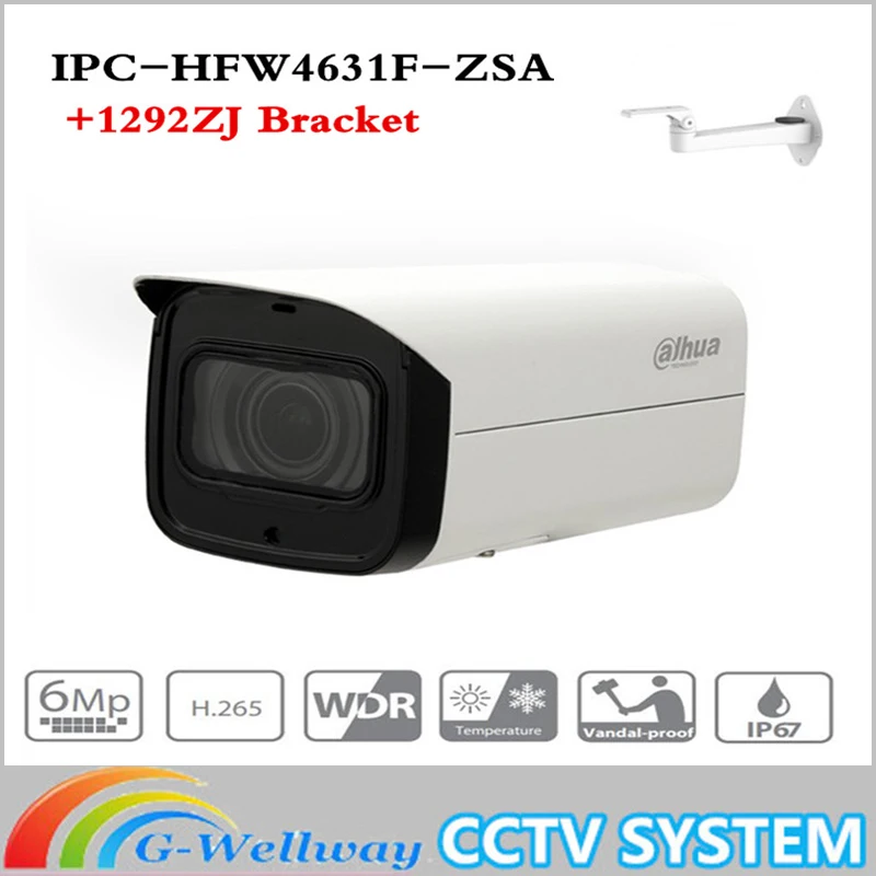 

Dahua IPC-HFW4631F-ZSA 6MP Network IP Camera 2.7-13.5mm VF lens Bullet 60m Smart IR Micro SD Card Slot Built-in MIC IP67 IK10