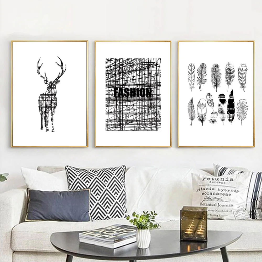 Abstract Canvas Paintings Poster Nordic Minimalist Painting Dandelion Wall Picture Black And White Posters And Prints Unframed