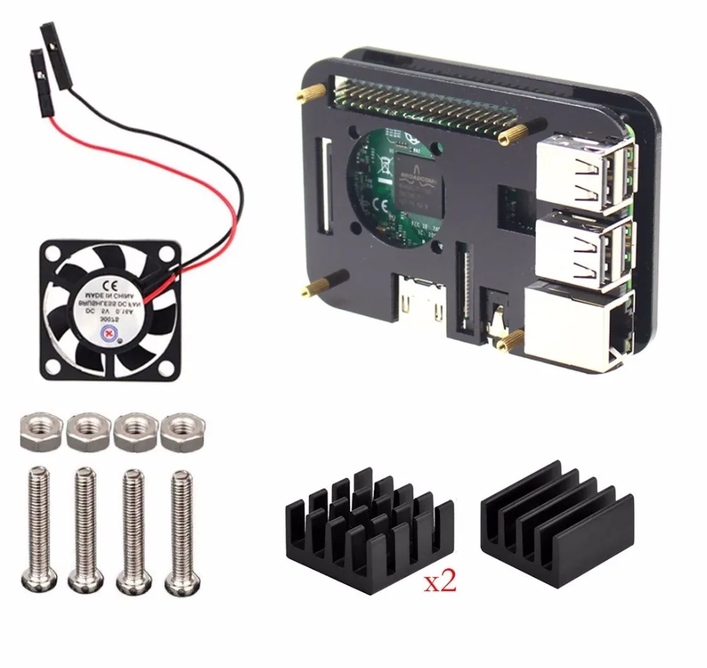 2 layers black case with fan and heatsink for raspberry pi 3 | Компьютеры и офис